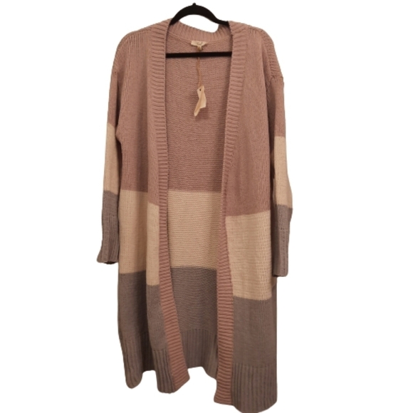 🌟 Easel colorblock long duster cardigan sweater size medium NWT - Picture 1 of 7
